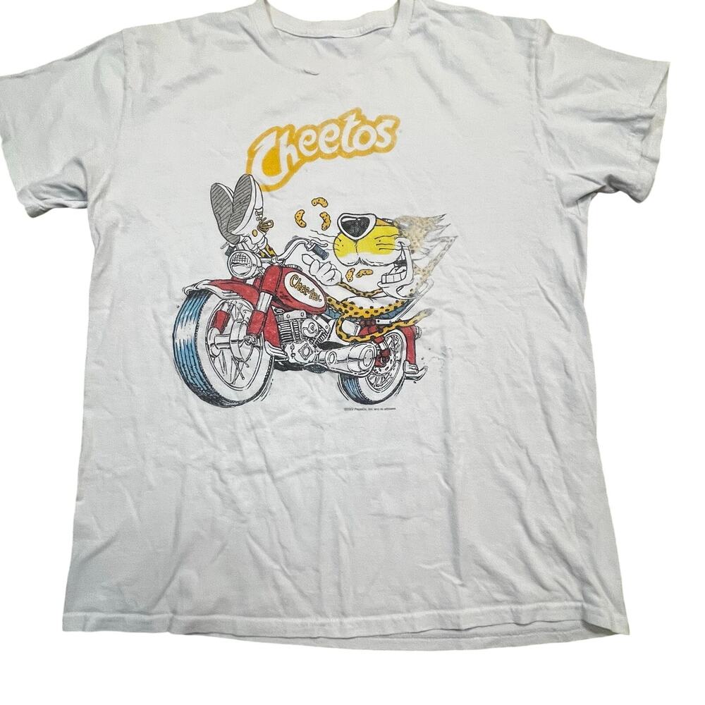 2022 Men Medium Cheetos Chester Cheetah Biker Graphic Tee‎ White PepsiCo
